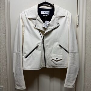 Loewe white leather biker jacket